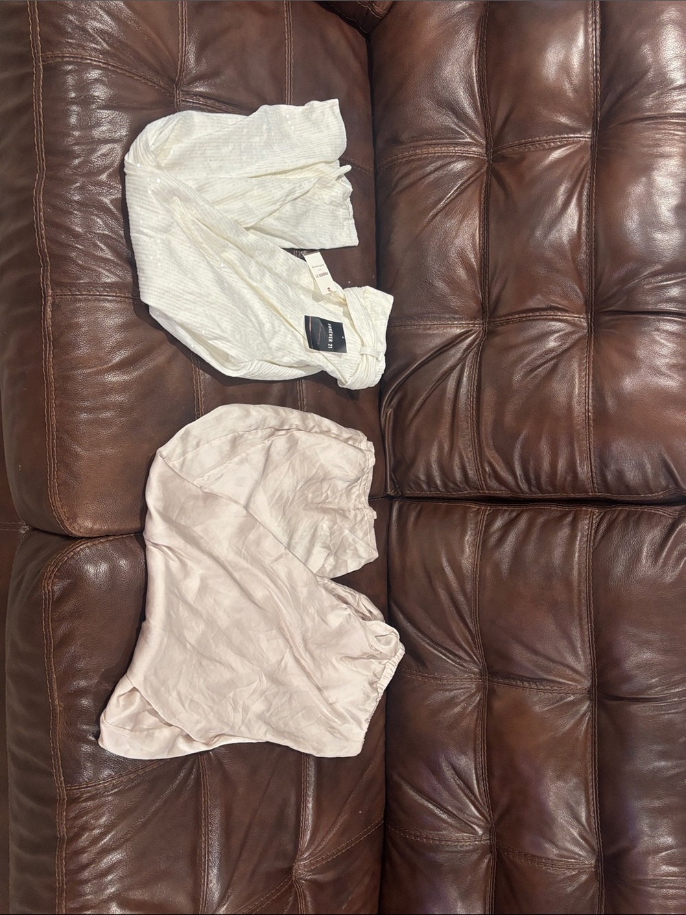 Forever 21 white sequence pants, garage, silk wide leg pants